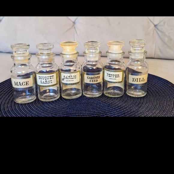 Vintage John Wagner & Sons Glass Spice Jars w Lids Set of 6 Apothecary - Picture 3 of 5